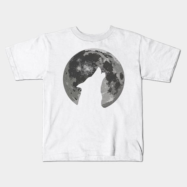 Howling Moon Wolf Kids T-Shirt by Jokertoons